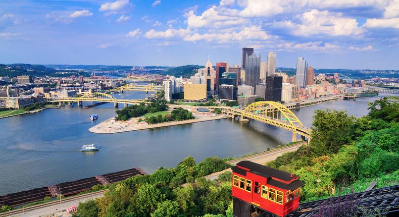 A view of Pittsburgh's skyline and the Duquesne Incline.Sean Pavone/Shutterstock