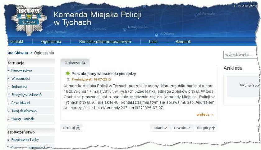 policja szuka właściciela... dychy!