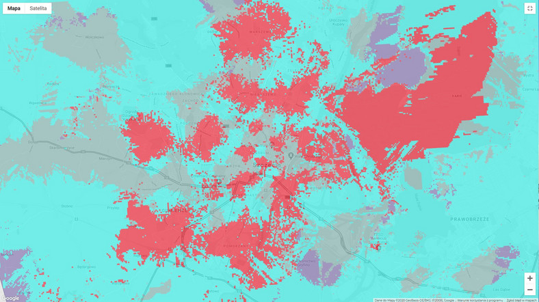 Mapa zasięgu 5G w Plusie - Szczecin