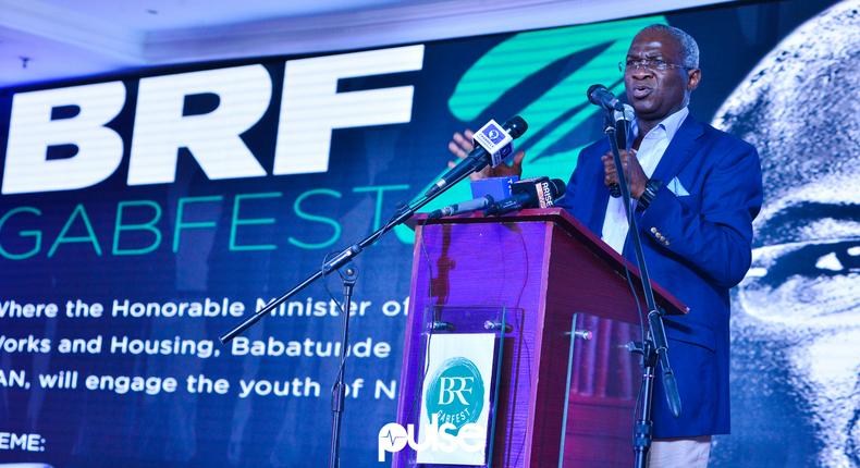 Fashola advises Nigerian job seekers at the second edition of BRF GABFEST at City Mall, Lagos. (Pulse)