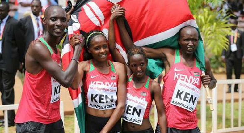 Team Kenya at the IAAF Cross Country in Kampala
