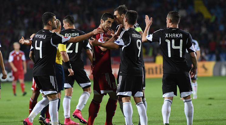 Az albán csapat kitörő öröme /Fotó: AFP
