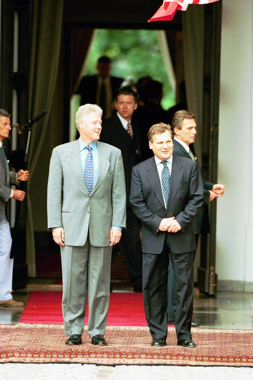 Bill Clinton podczas wizyty w Polsce w 1997 roku w trakcie spotkania z Aleksandrem Kwaśniewskim