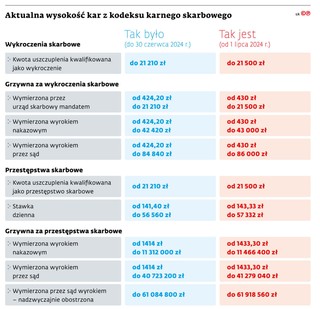 Aktualna wysokość kar z kodeksu karnego skarbowego