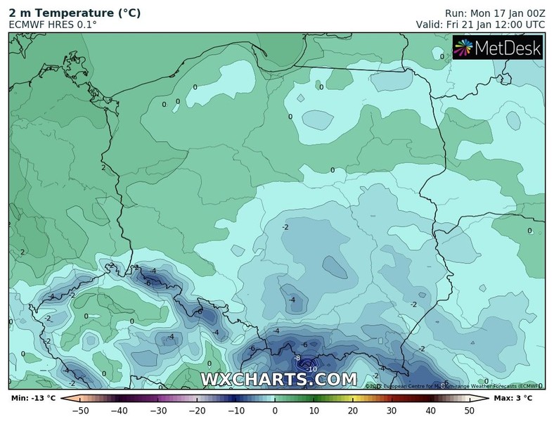 Temperatura spadnie. Miejscami przez całą dobę będzie trzymał mróz