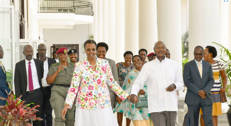 Janet Museveni with her hubby, the president