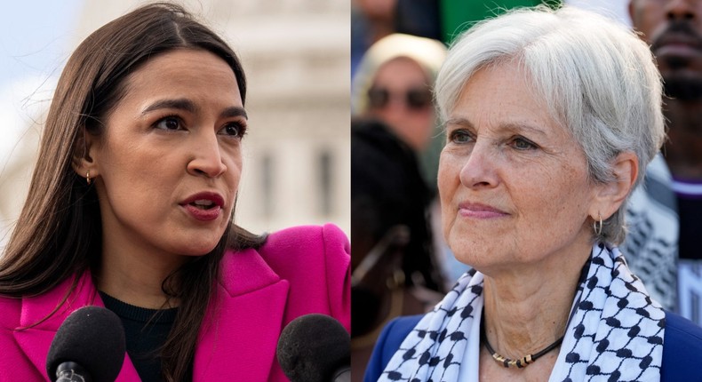 The spat between AOC and Jill Stein comes after years of progressives growing their ranks within the Democratic Party.Drew Angerer/Getty Images; AP Photo/Alex Brandon