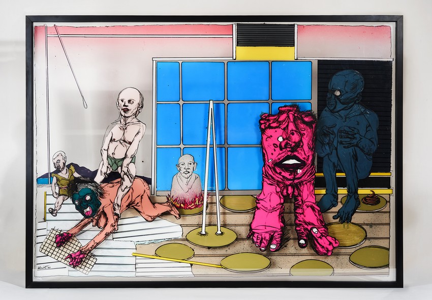 Vladimir Lalic Soba 5 - tuš i  akrilik na pleksiglasu - 85x120cm - 2020 