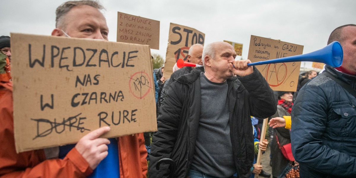 Protest przeciwko rosnącym cenom gazu dla odbiorców przemysłowych, w listopadzie 2021 r. 