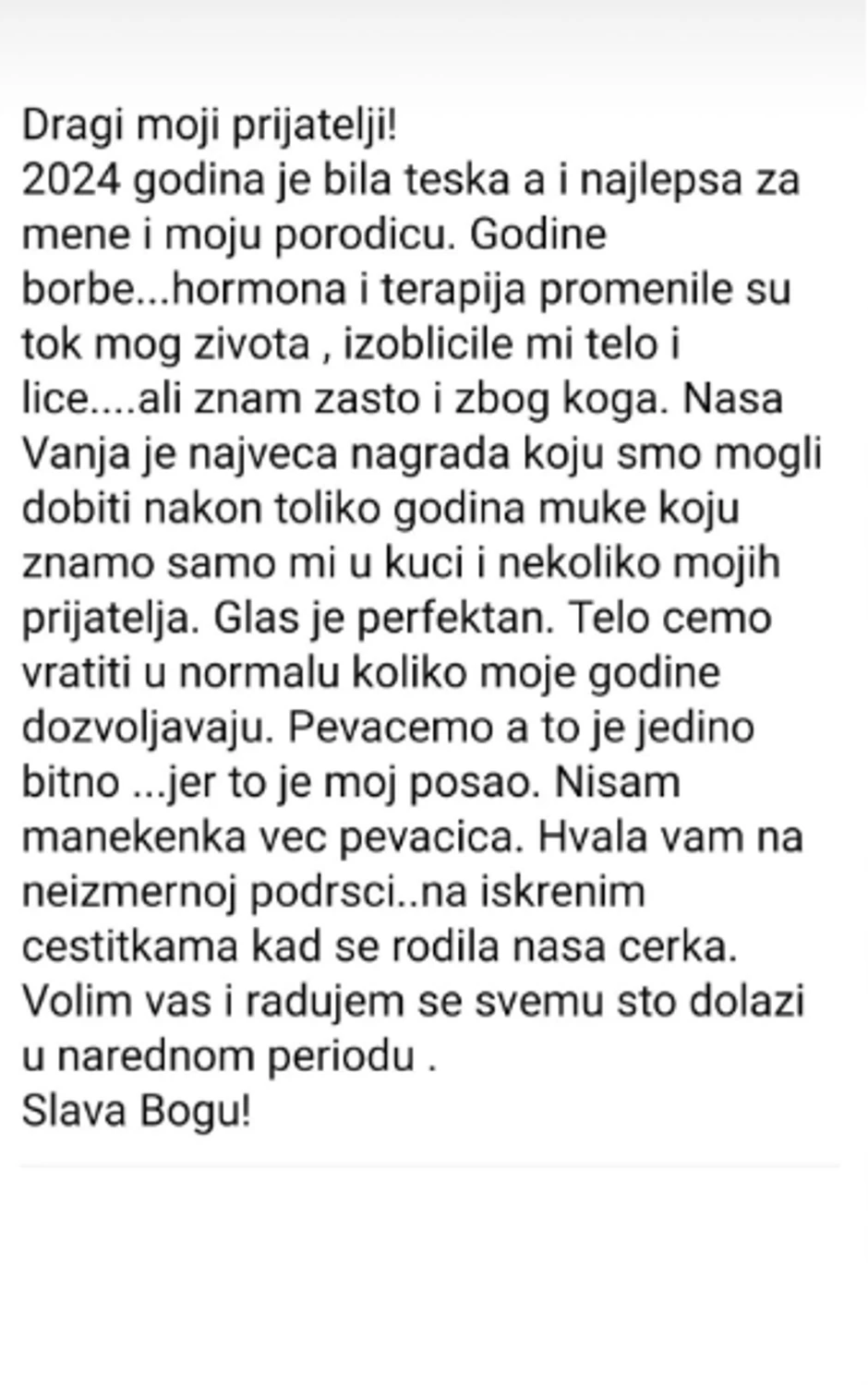 Sanja Maletić, objava