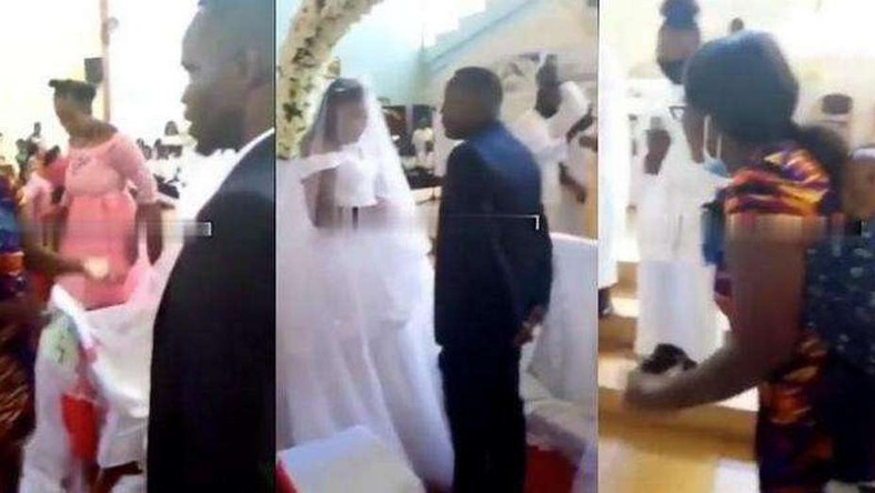 “He even slept with me this morning!” – Woman storms hubby's secret wedding with children