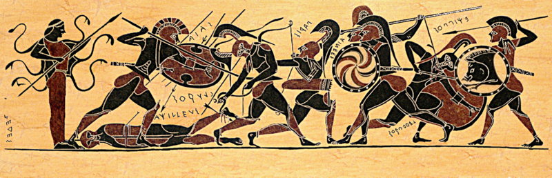 Bitwa nad ciałem Achillesa (rys. z zaginionej wazy greckiej z VI wieku p.n.e.)