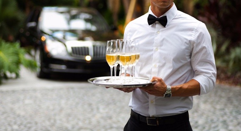 butler waiter champagne