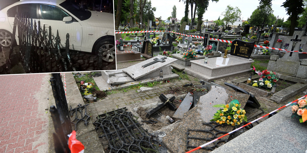 Pirat w bmw zniszczył groby w Opolu Lubelskim.