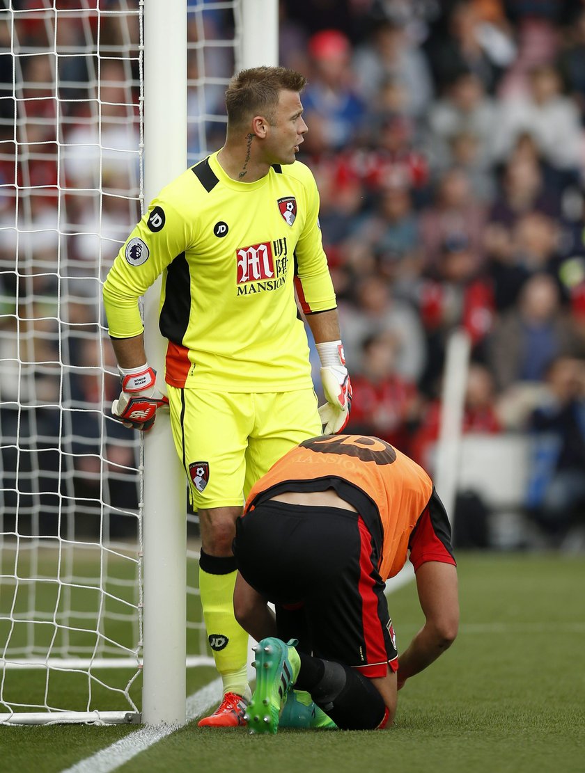 Stoke City's Mame Biram Diouf scores their second goal past Bournemouth's Artur Boruc