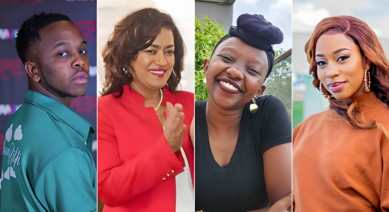 A collage of Malik Lemuel, Esther Passaris, Charlene Ruto and Diana Marua