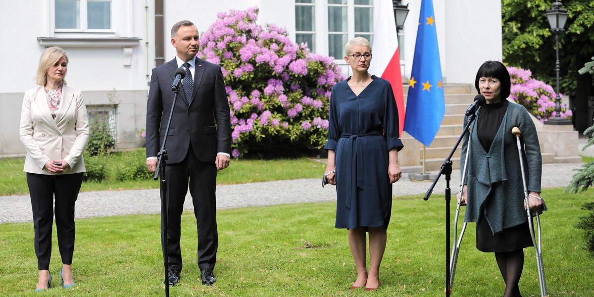 Prezydent Andrzej Duda na spotkaniu z liderami białoruskiej opozycji.