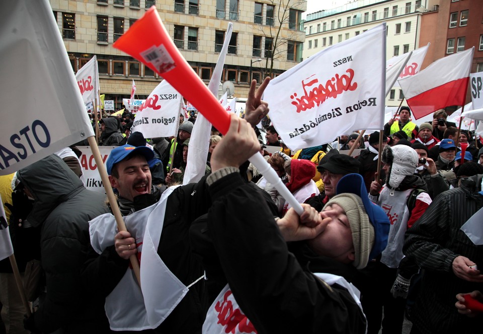 Warszawa: protest związkowców PGE