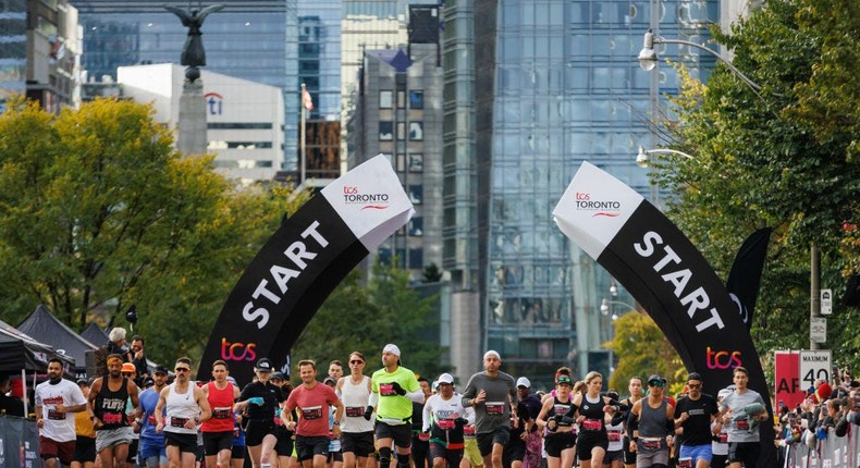 Runners at the Toronto Waterfront Marathon on October 15.Cole Burston/Getty Images.