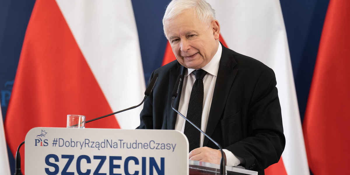 Jarosław Kaczyński podczas wizyty w Szczecinie.