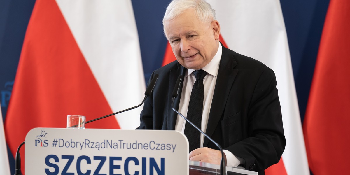 Jarosław Kaczyński podczas wizyty w Szczecinie.