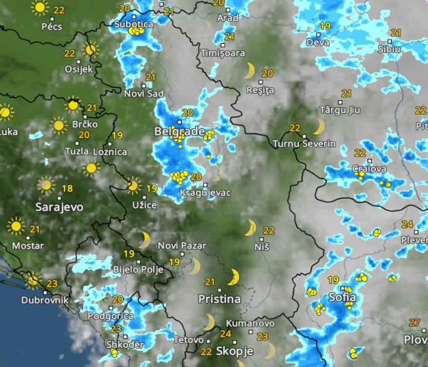 Kretanje nevremena u 19 sati