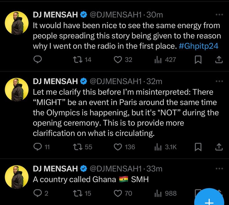 DJ Mensah clarifies his statement that Sarkodie will perform at the opening of 2024 Olympics in France (1)