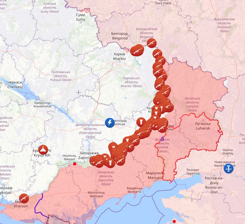 Ukrajinski front, mapa