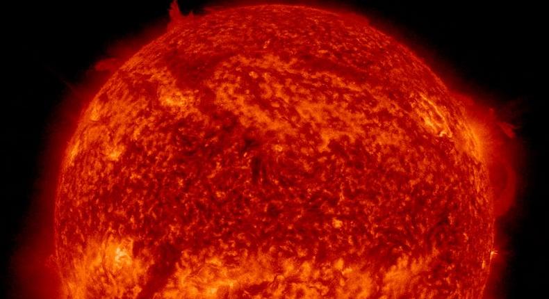 A prominence emerges near the solar north pole, then appears to break away and swirl in a vortex.NASA Solar Dynamics Observatory