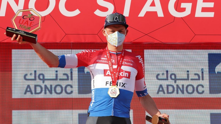 Mathieu van der Poel zwyciężył pierwszy etap wyścigu UAE Tour, 21.02.2021 r.