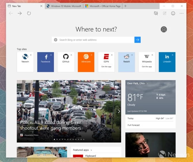 Tak wygląda nowa karta w Microsoft Edge