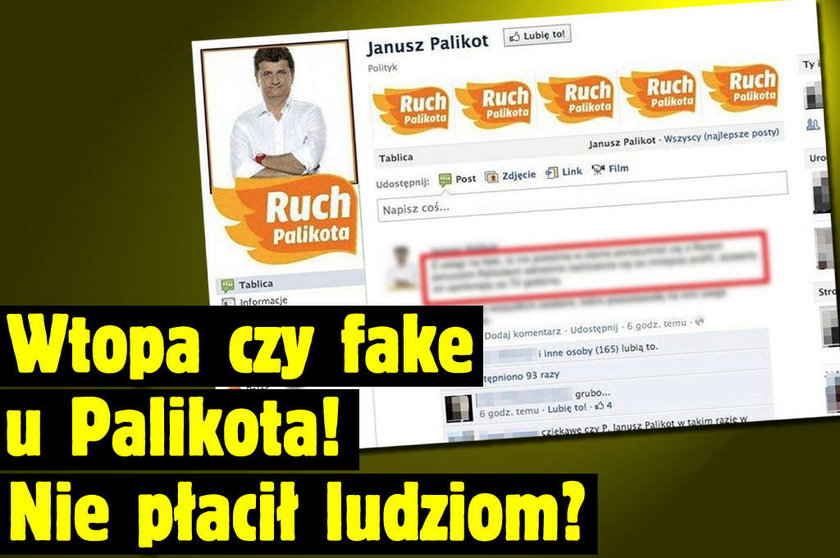 Wtopa czy fake u Palikota? Nie płacił ludziom? Więc mu...