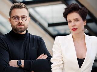 Od lewej: Kamil Tatol, CEO Flying Bisons oraz Bogumiła Sobiczewska, co-founderka start-upu ShopTrotter i podcasterka audycji Kryzys Wieku Średniego
