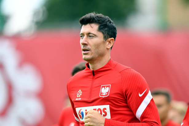 Robert Lewandowski na treningu kadry