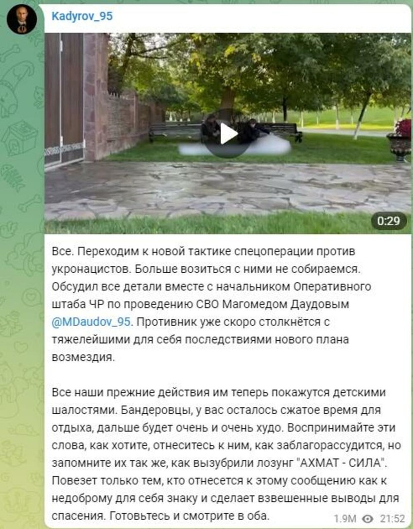 Kadirov zapretio preko Telegrama