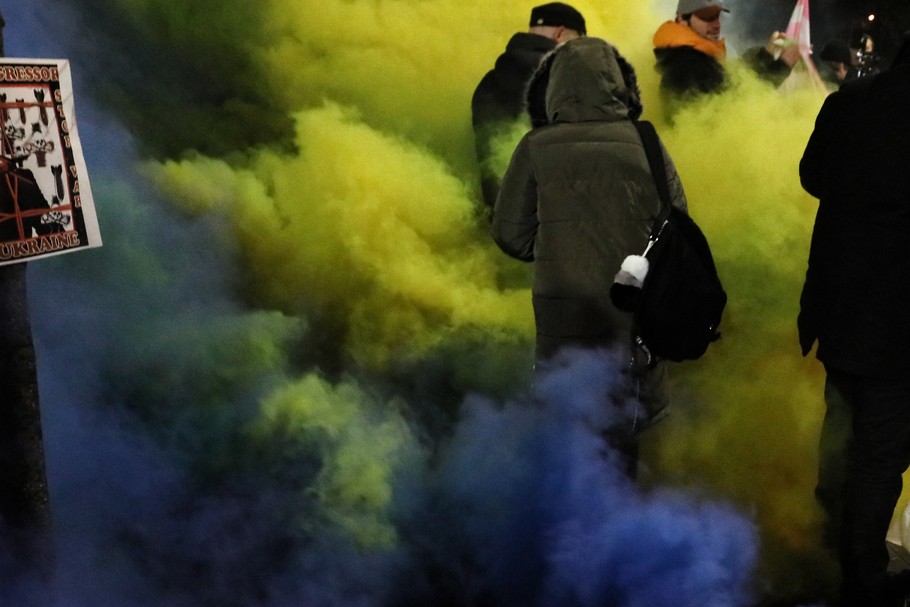 Protest przed ambasadą Rosji w Warszawie w związku z wydarzeniami na Morzu Azowskim. 26 listopada 2018 r.