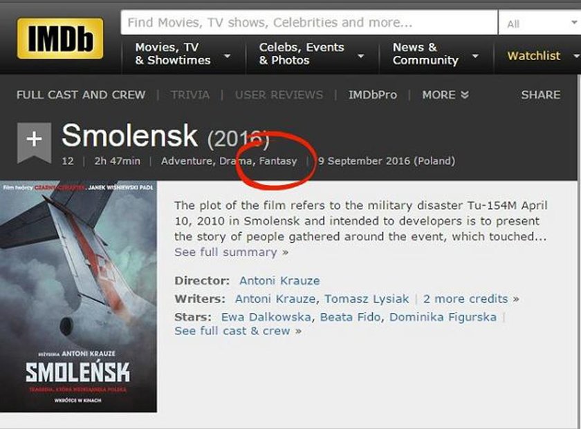 "Smoleńsk" w największej międzynarodowej bazie filmów