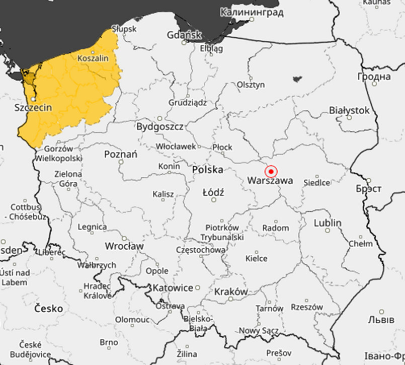 IMGW ostrzega przed burzami w województwie zachodniopomorskim.