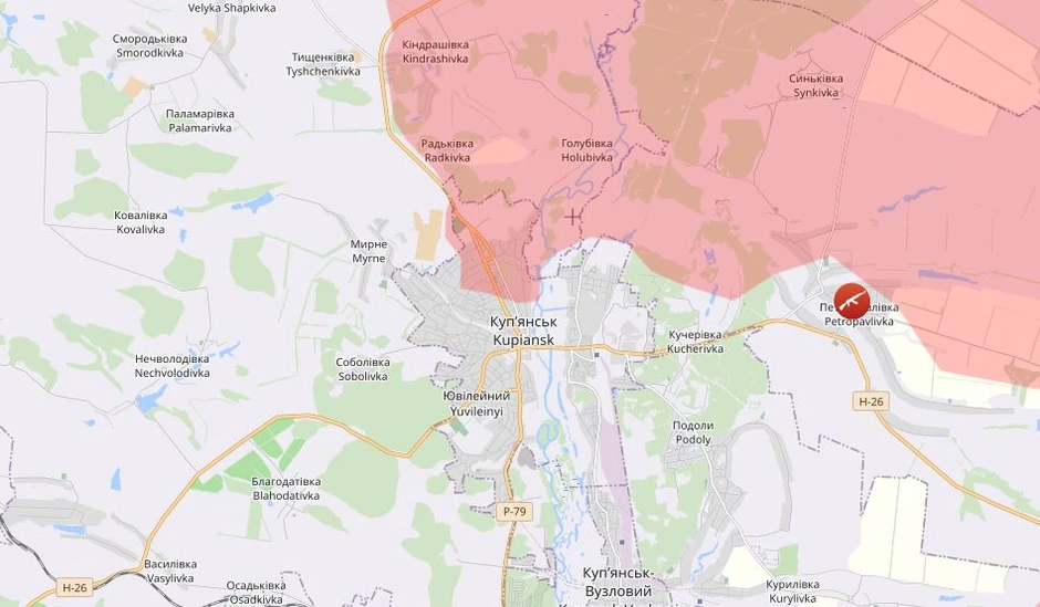 Mapa, područje oko Kupjanska, 11.10.2025.