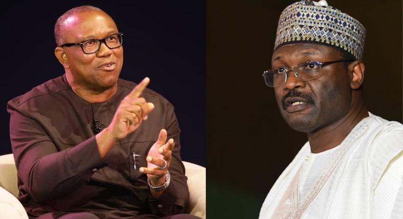 A match up photo of the Labour Party presidential candidate, Peter Obi and INEC Chairman, Prof. Mahmood Yakubu. [File]