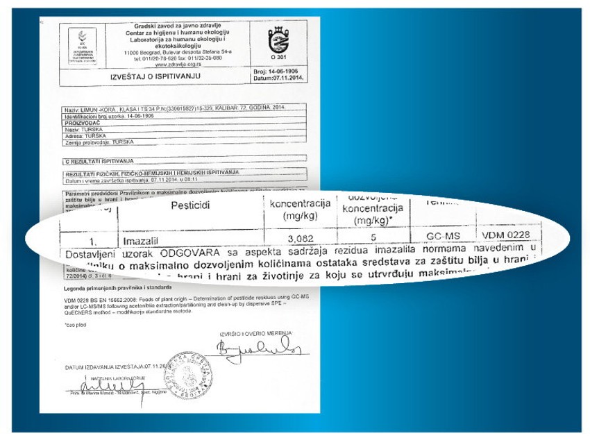 Crno na belo: Preko tri miligrama imazalila