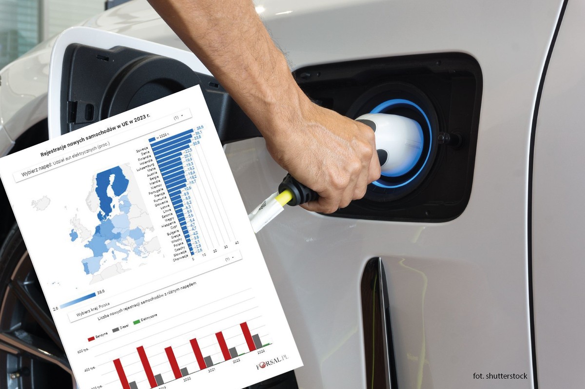 Rejestracje nowych samochodów elektrycznych w 2023 r.