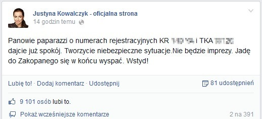 Wpis Justyny Kowalczyk