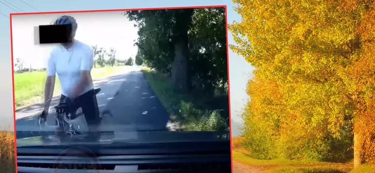 Rowerzysta jechał na czołówkę z autem i miał pretensje [WIDEO]