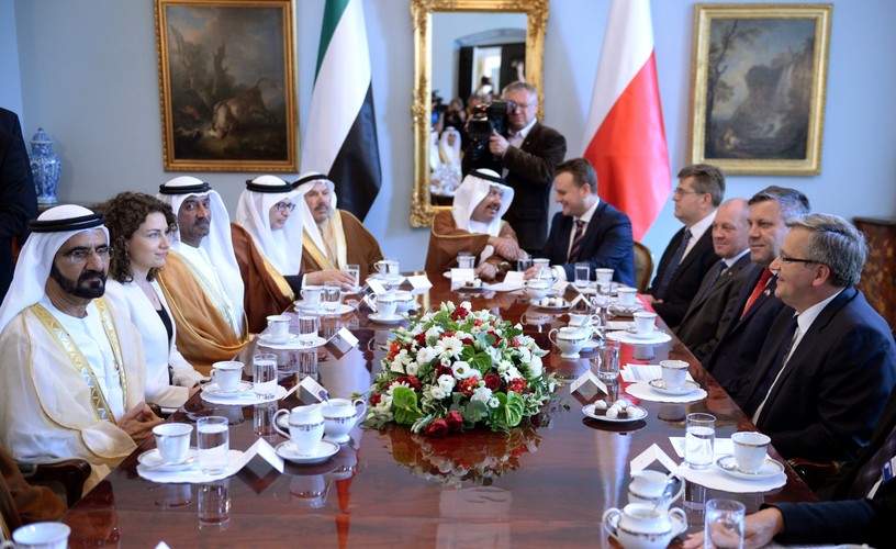 Wiceprezydent i premier Zjednoczonych Emiratów Arabskich emir Dubaju szejk Mohammed bin Rashid Al-Maktoum z wizytą w Polsce