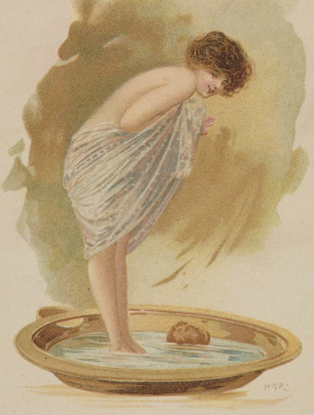 Kobieta w kąpieli. Pocztówka z początku XX w.