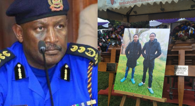 Inspector General of Police Hillary Mutyambai and the Kianjokoma brothers