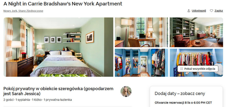 Apartament Carrie Bradshaw do wynajęcia na Airbnb za 23 dolary