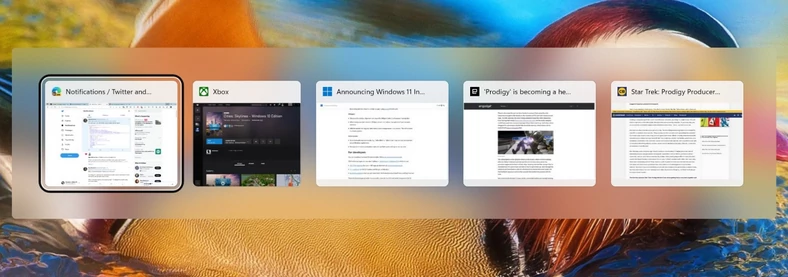 Nowy podgląd okien w Windows 11 po wciśnięciu Alt+Tab