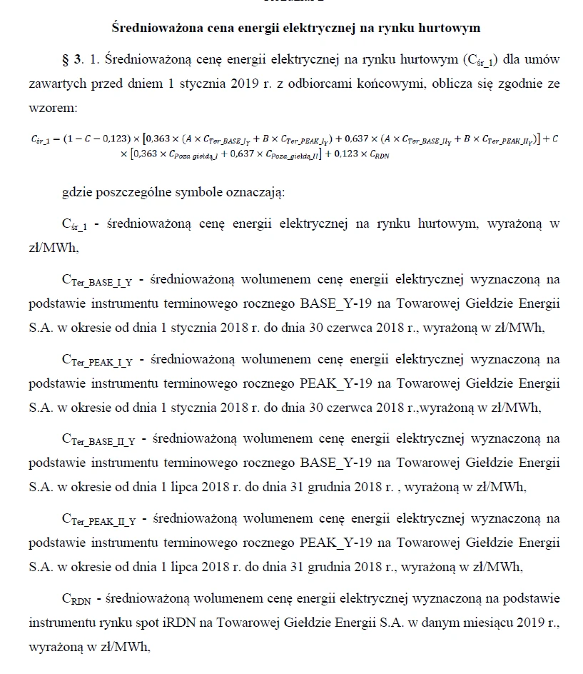 Fragment projektu rozporządzenia dotyczącego cen energii